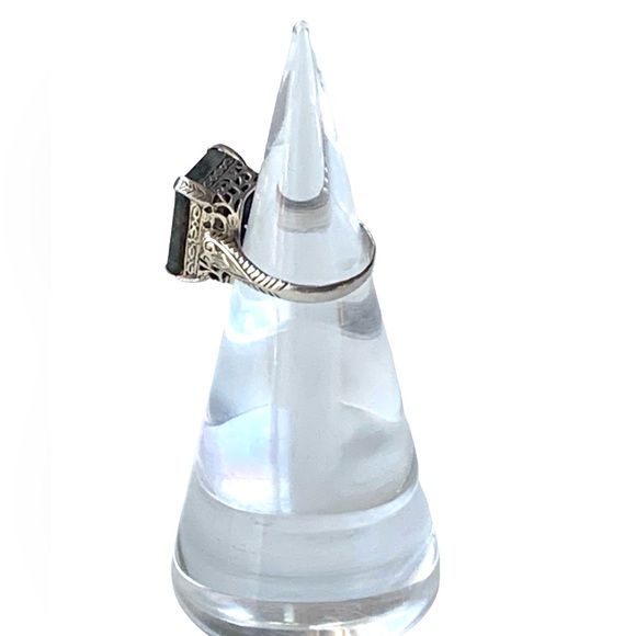 YS Labradorite Gemstone Sterling Silver Ornate Filigree Woman’s Ring Jewelry - Picture 5 of 12